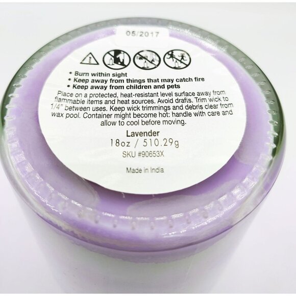 Candle Glass Jar Lavender Scented Lid Ribbon Pinecone Accent 18oz Purple - Picture 15 of 16